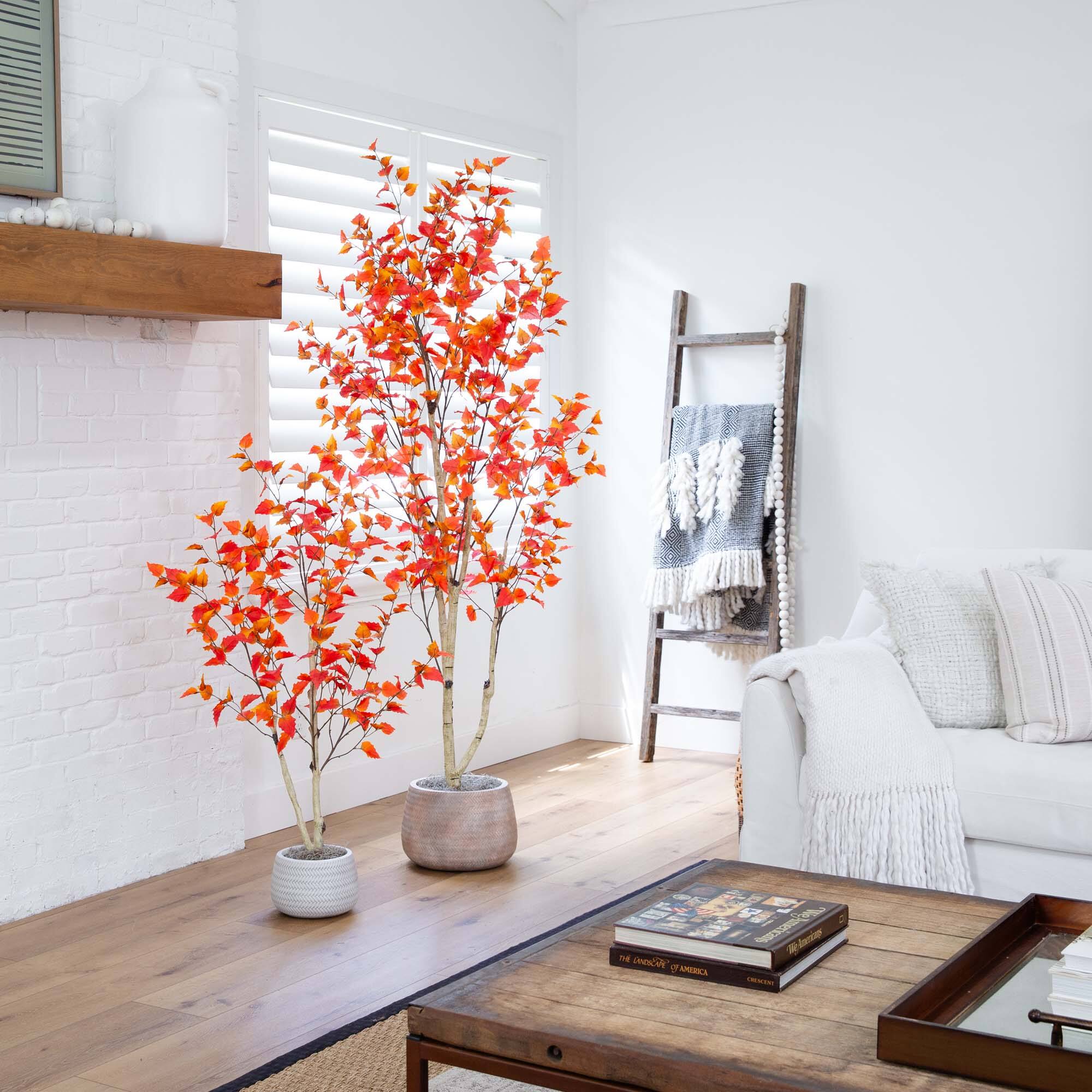 7ft. Potted Artificial Autumn Birch Tree